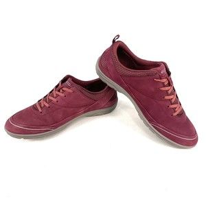 Womens ECCO Arizona Burgundy Leather Casual Lace Up Sneaker EU 38 US 7.5-8